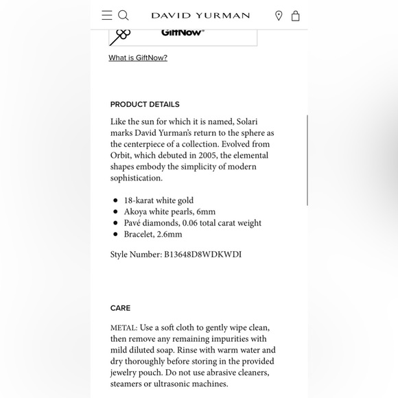 David Yurman 18K white gold diamond and pearl cuff bracelet - Picture 3 of 6